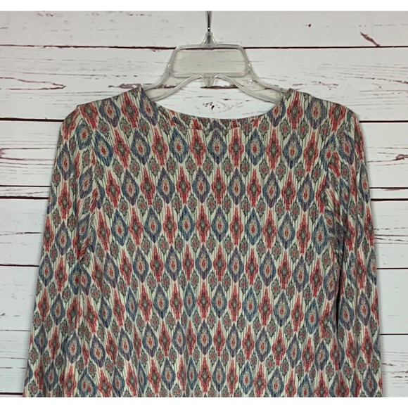 J.Jill Women's S Small Cream Blue Boho Long Sleeve Luxe Supima Tunic Top Shirt - Picture 5 of 12